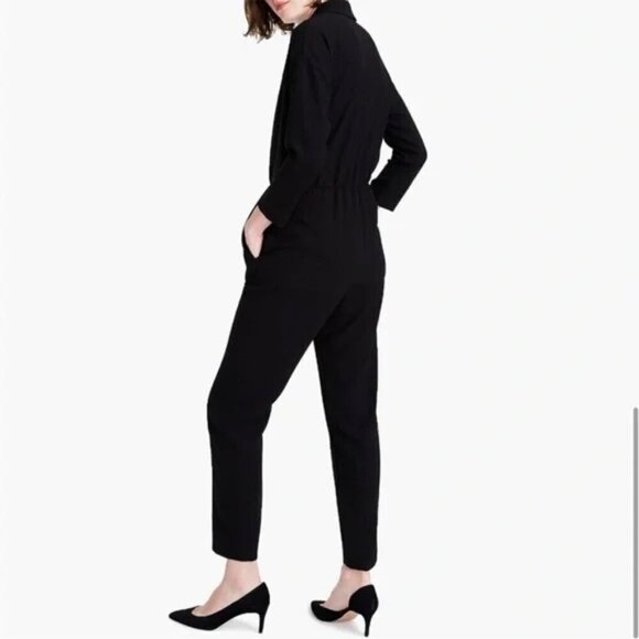 J.Crew 365 Black Gyro Wrap Front Suited Jumpsuit 10 - Picture 3 of 9